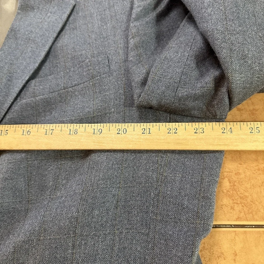Oscar De La Renta Blazer Mens Sz 44R Blue‎ Plaid Silk Wool Sport Coat Jacket